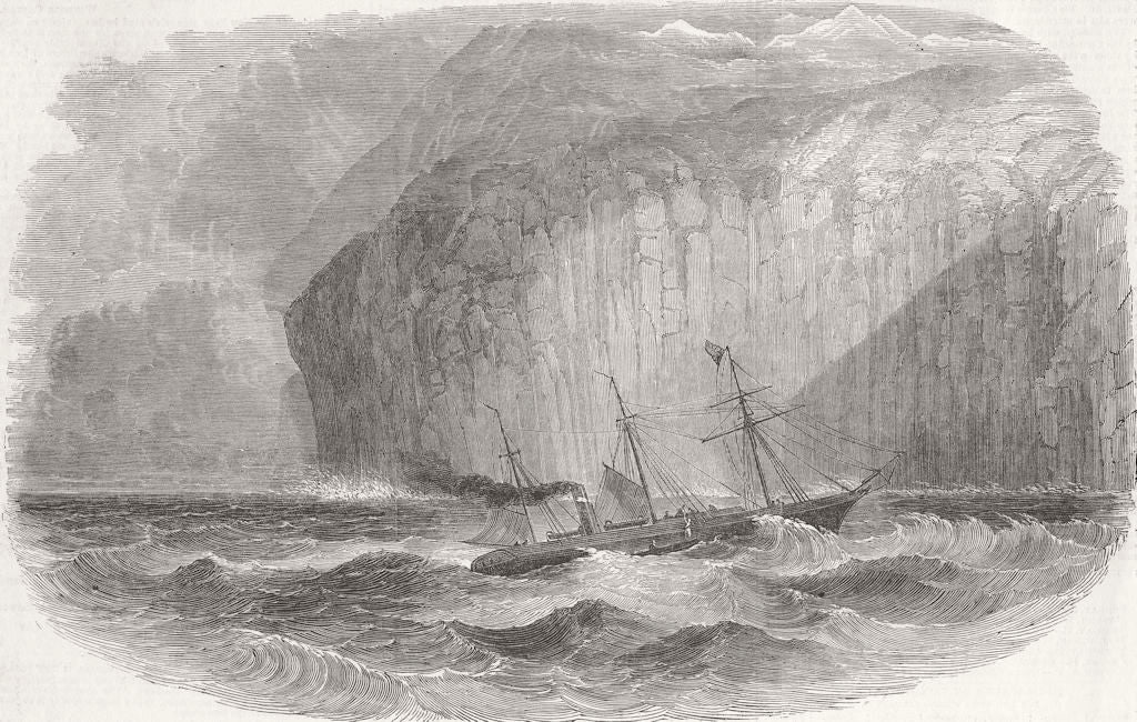 NORWAY. Neptune ship hove to, of Flekke Fiord  1853 old antique print picture